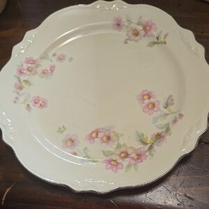 Homer Laughlin Floral Dinner Plate - Cream and Pink